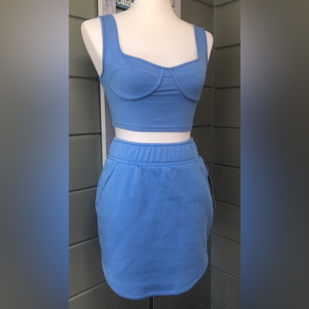 Wild Fable Blue two piece matching outfit. fleece mini skirt & tank set  XXS ⚡️